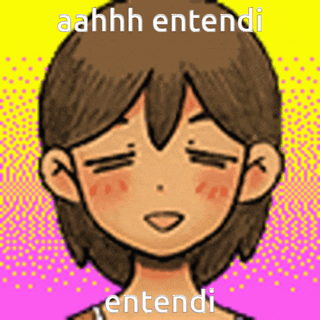 a cartoon of a girl with her eyes closed and the words " ahhhh entendi entendi " above her