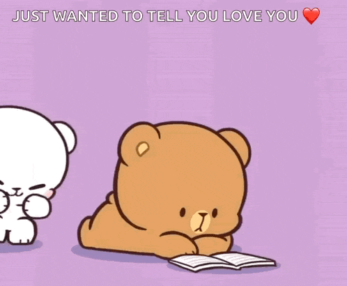 a cartoon of a teddy bear kissing another teddy bear with the words just wanted to tell you love you