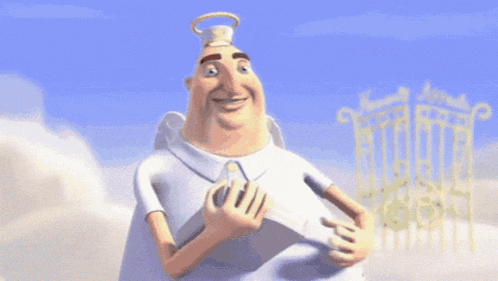 a cartoon angel with a halo on his head