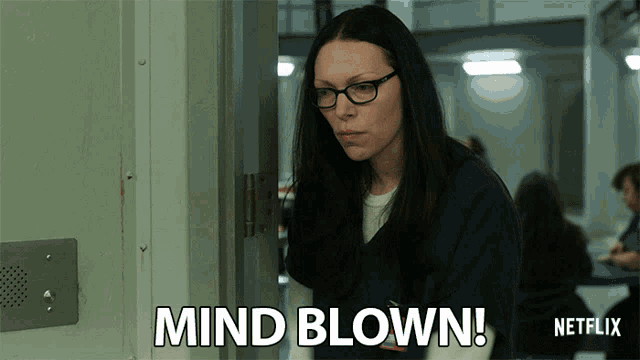 a netflix ad shows a woman standing in a doorway with the words mind blown above her