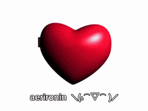 a red heart with a picture of a girl and a boy and the name aerironin on the bottom