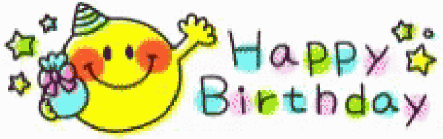 a happy birthday sign with a yellow smiley face