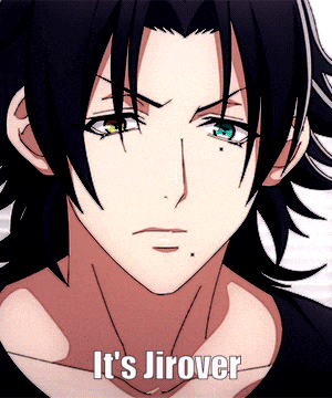 a close up of a person 's face with the words " it 's jirover " below it