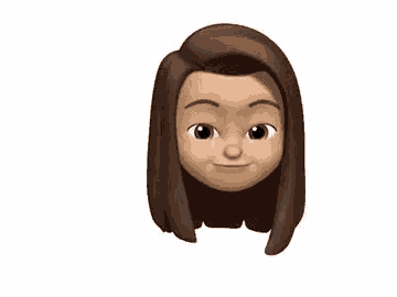 a cartoon woman 's face with long brown hair and a serious look on her face .