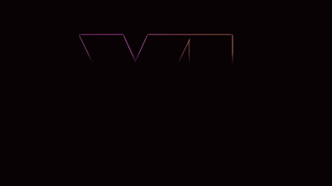 a purple letter vi is lit up in a dark room