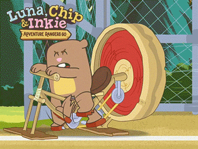 luna chip and inkie adventure rangers go shows a beaver riding a bike