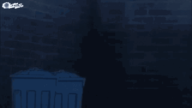 a man is sticking his head out of a garbage can