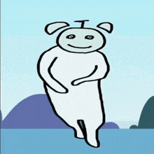 a drawing of a cartoon character with the letter i on the head