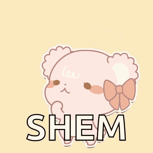 a sticker that says good morning shem with a teddy bear