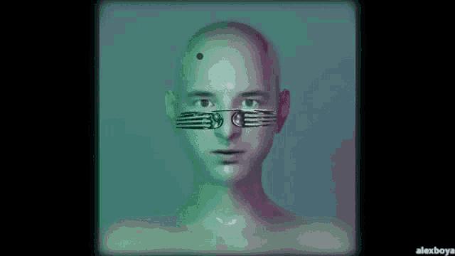 a drawing of a man with a fork in his mouth and the name alexboya on the bottom