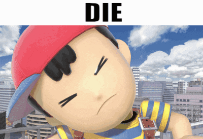 a picture of a cartoon character with the word die above it