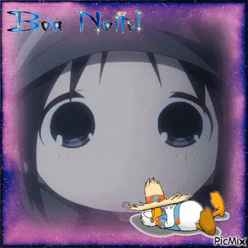 a picture of a girl and a duck with the words bon noel written on it