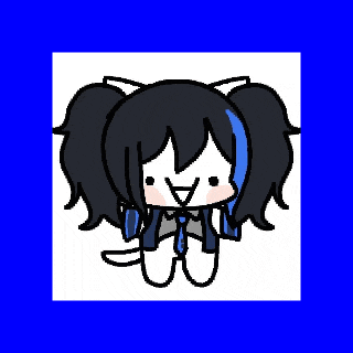 a drawing of a girl with black hair and blue ponytail