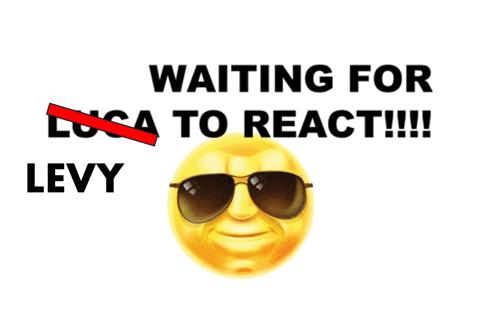a yellow smiley face with sunglasses and the words " waiting for levy " below it