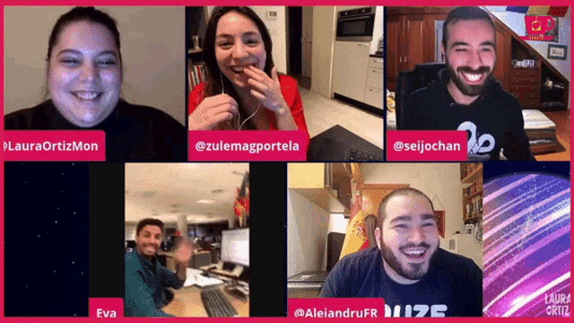 a group of people are having a video call with the name laura ortiz on the bottom left