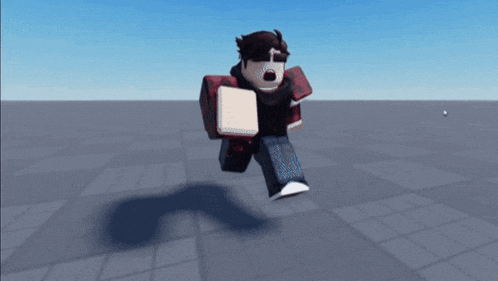 a cartoon character is jumping in the air while wearing a plaid shirt .