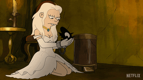 a cartoon of a woman in a white dress with a netflix logo