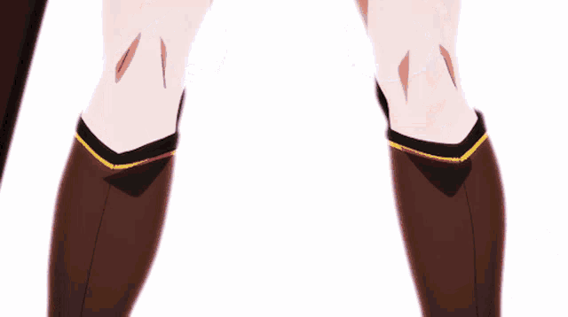 a close up of a person 's legs with a red stripe on the knee
