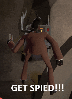 a picture of a cartoon character with the words get spied written on it
