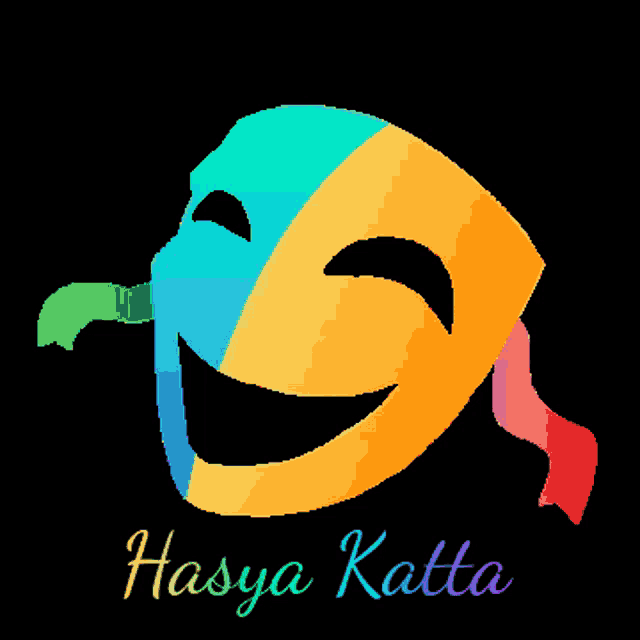 a colorful mask with the name hasya katta below it