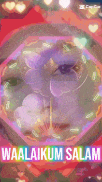 a picture of a flower with the words waalaikum salam written below it
