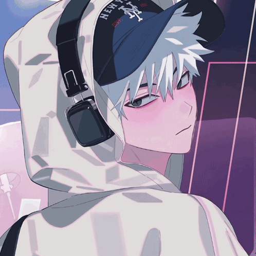 a boy wearing headphones and a new york hat