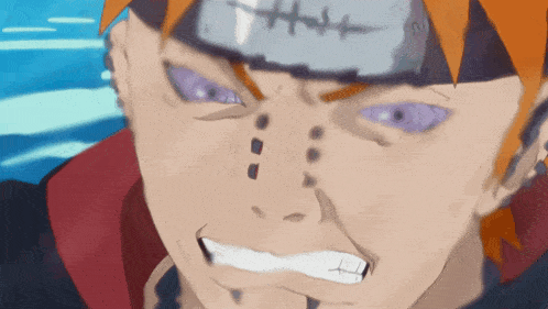 a close up of a person 's face with purple eyes and a bandana that says 00 on it