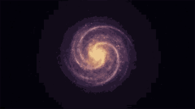 a spiral galaxy in the night sky with a yellow center