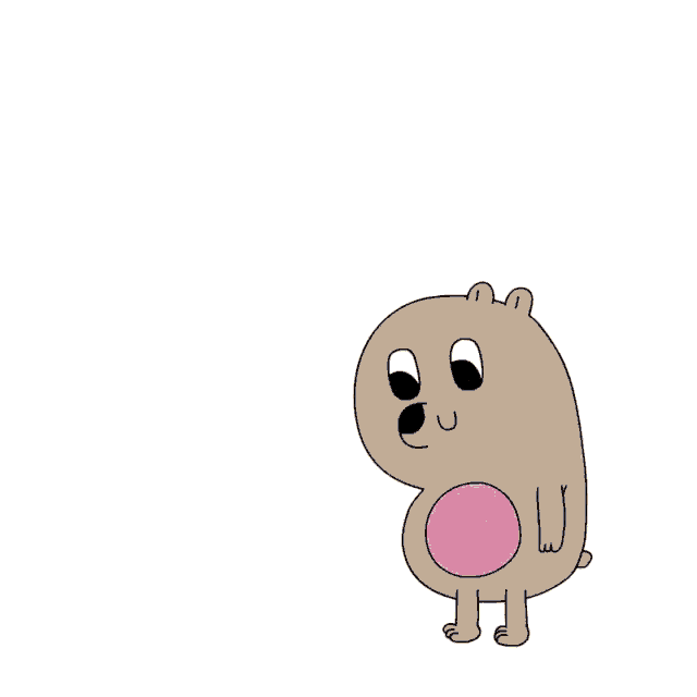 a cartoon drawing of a bear with a rainbow coming out of its butt