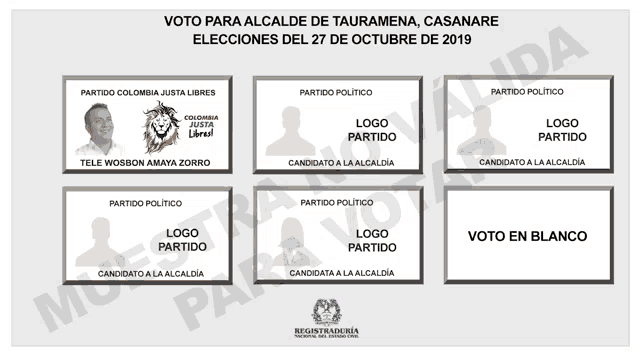 a ballot for the alcalde de tauramena casanara