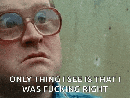 a man wearing glasses is saying `` only thing i see is that i was fucking right ''