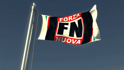 a forza nuova flag flies in the wind