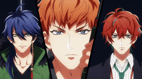 a group of three anime characters with different hairstyles