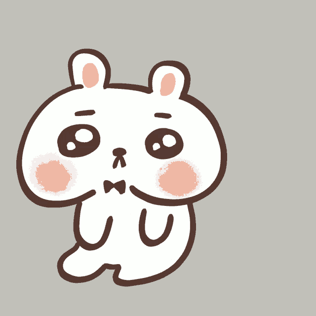 a cartoon drawing of a white rabbit with a bow tie