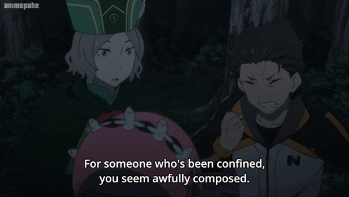 a man and a woman standing next to each other with the words " for someone who 's been confined "