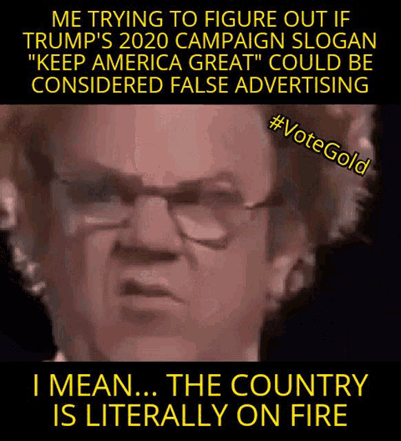 a meme about trump 's campaign slogan " keep america great "