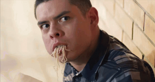 Food In Mouth Food Smile GIF - Food In Mouth Food Smile Messy Smile GIFs