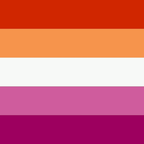 a lesbian flag with a drawing of a girl in the corner