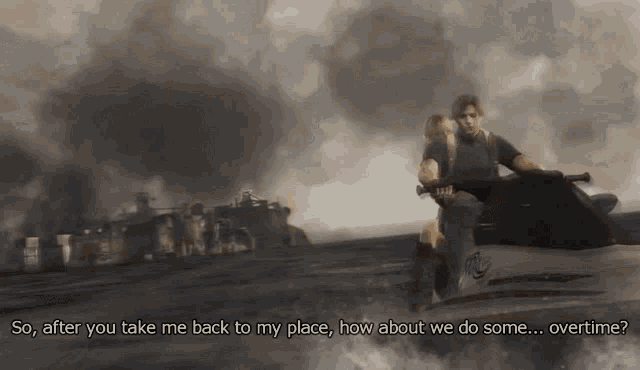 a man and a woman are riding a jet ski and the man says " so after you take me back to my place "