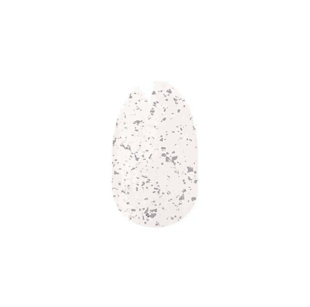 a close up of a nail with white and silver glitter on it .