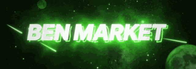 a green background with ben market written in white letters