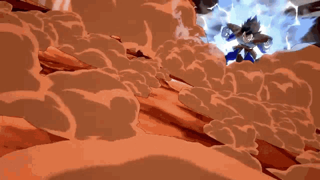 a cartoon character is surrounded by smoke and fire