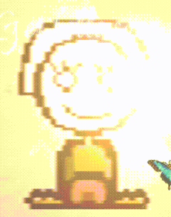 a pixel art drawing of a person 's head with a smiley face
