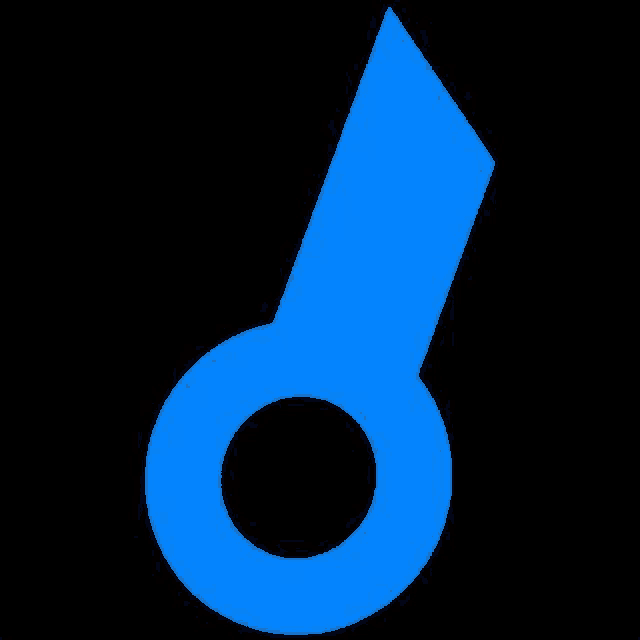 a blue circle with a triangle in the middle on a black background .