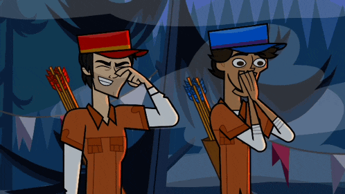 a cartoon drawing of a man covering his mouth with his hands
