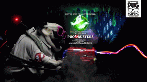 Drumming Pug Ghostbusters GIF - Drumming Pug Ghostbusters Gun GIFs