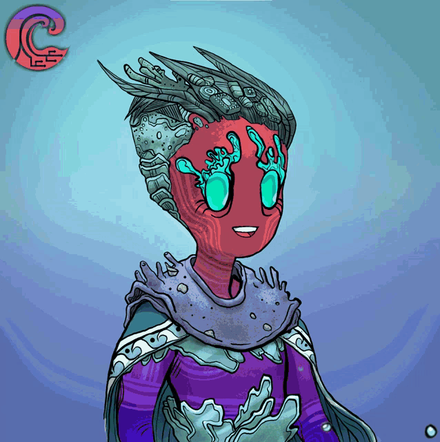 a cartoon drawing of a person with a c on the bottom left