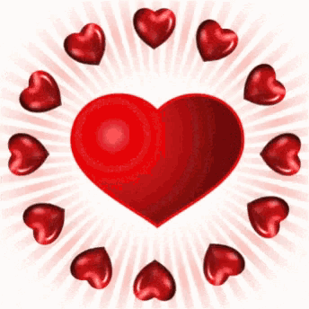 a red heart surrounded by smaller red hearts