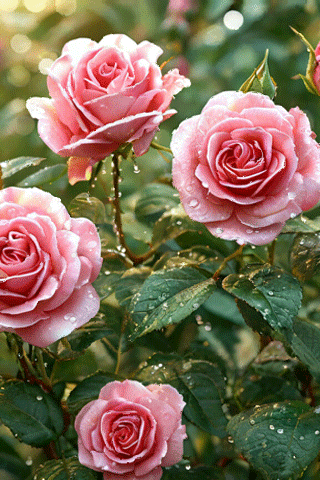 a bunch of pink roses are growing in a garden