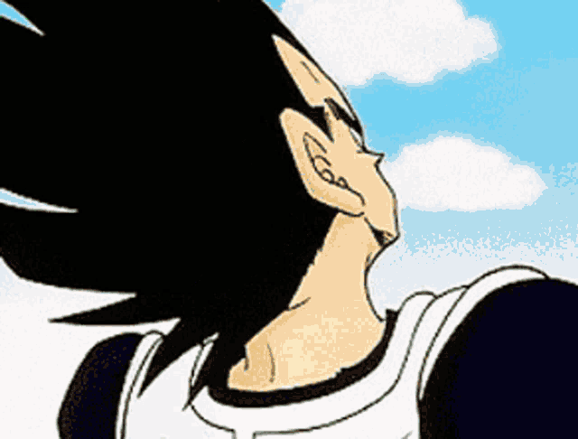a cartoon drawing of a man looking up at the sky